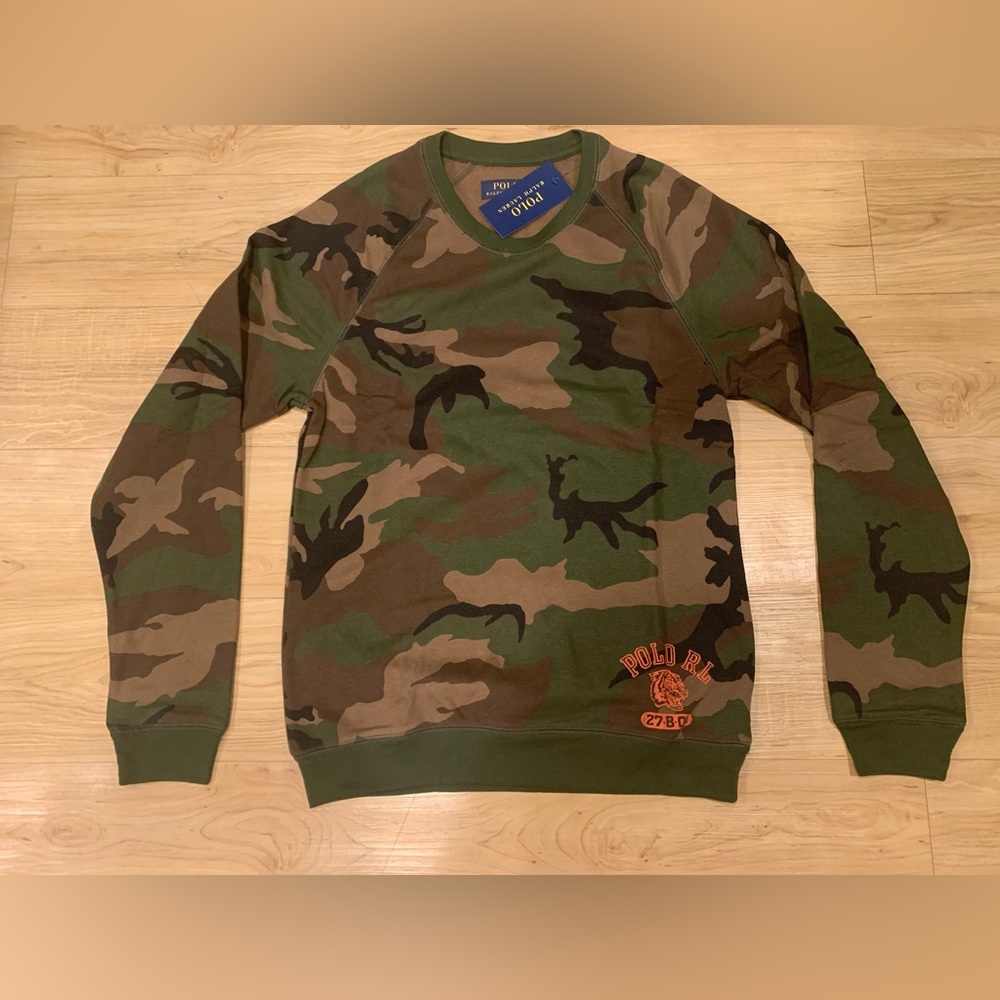 Polo Ralph Lauren Men’s Raglan Fleece Tiger Print Camo Loungewear Shirt NWT S-XL